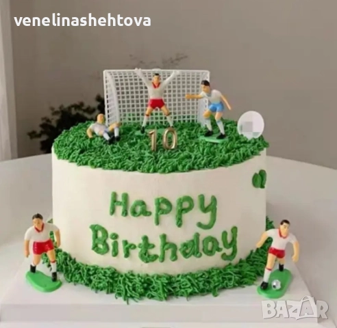 Комплект 9 броя футболисти фигурки футбол декорация торта , снимка 3 - Други - 52872441