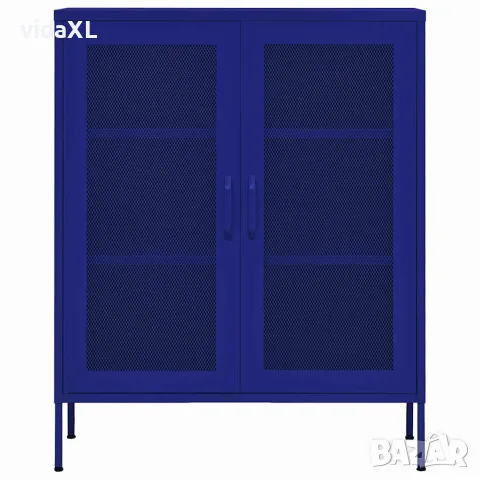 vidaXL Шкаф за съхранение, нейви син, 80х35х101,5 см, стомана, снимка 3 - Шкафове - 56147076