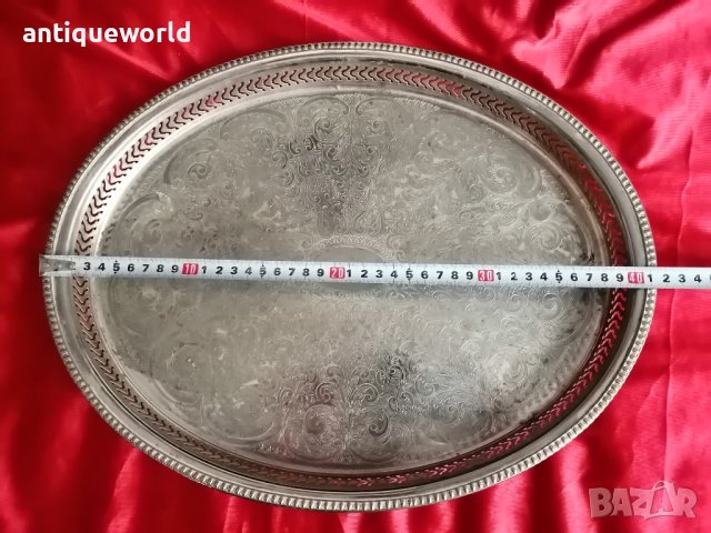 Голям Стар Английски ПОСРЕБРЕН Поднос , Табла, снимка 5 - Антикварни и старинни предмети - 40516372
