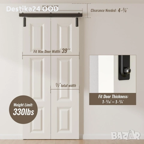 40" Бокс релса механизъм за плъзгаща сгъваема врата комплект, снимка 3 - Други - 53377719