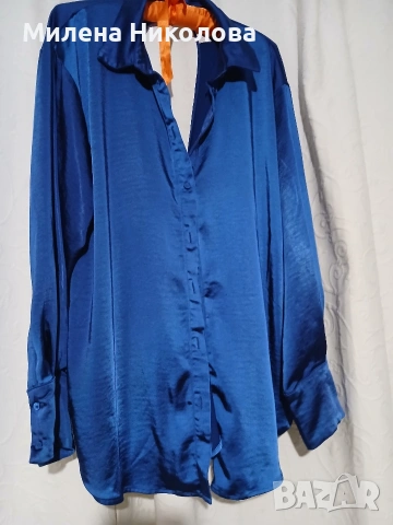 Кралско синя сатенирана риза Л