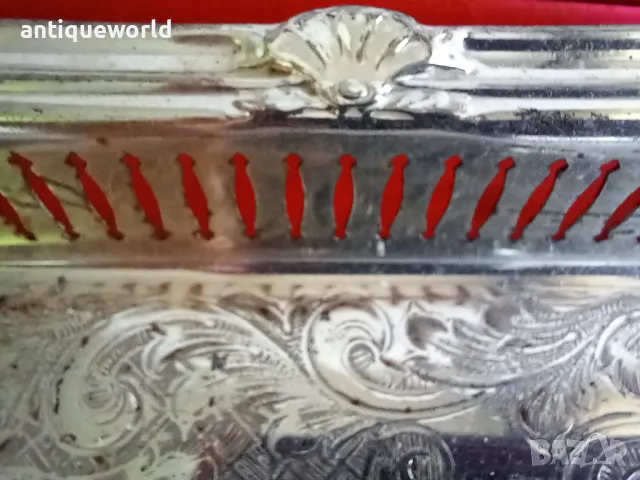 Голям Стар ПОСРЕБРЕН Английски Поднос , Табла, снимка 4 - Антикварни и старинни предмети - 47965312