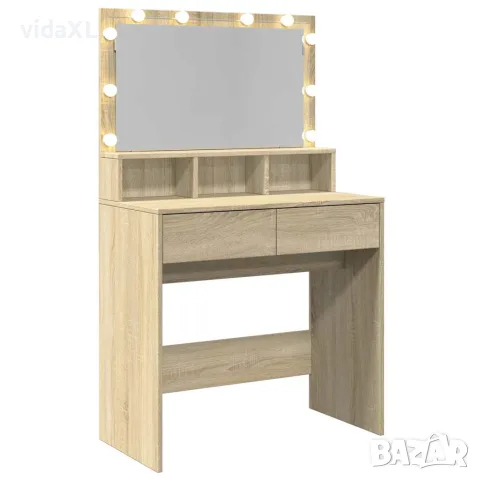 vidaXL Тоалетка с LED, дъб сонома, 80x41x134,5 см, снимка 8 - Тоалетки - 56148278