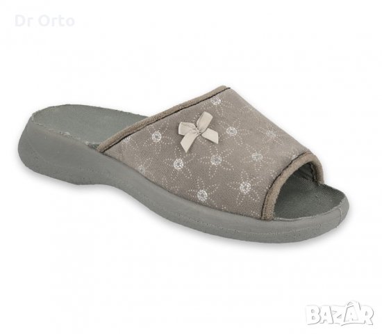 BEFADO OLIVIA Полски домашни чехли с отворени пръсти, Сиви на цветя, снимка 1 - Пантофи - 35948432