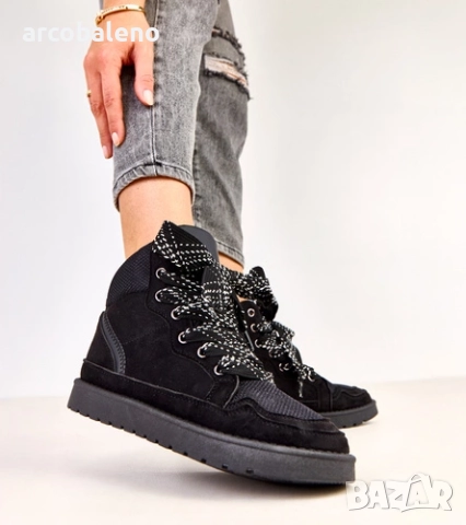 Дамски високи маратонки с дебели връзки от Klevis, снимка 2 - Маратонки - 52425560