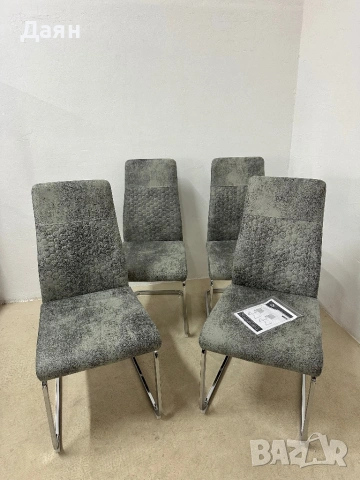 Комплект от 4 трапезарни стола HOMCOM с висока облегалка и кадифена материя, снимка 7 - Столове - 53324134
