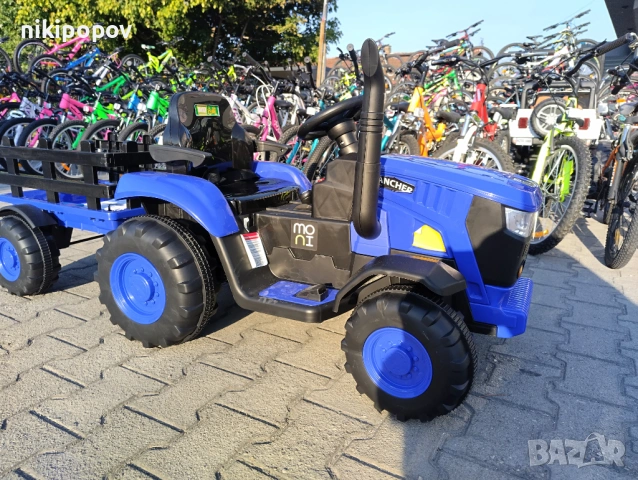 TEXAS акумулаторен трактор с ремарке RANCHER син