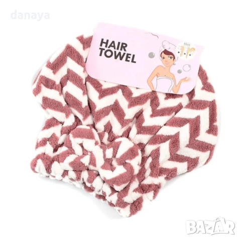 6339 Кърпа за глава мека хавлиена шапка за коса с ластик, снимка 7 - Други - 53140905