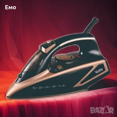 Ютия Voltz, 3000W, 420мл - Керамична плоча, Черна със златно. Гаранция 2 Години , снимка 2 - Ютии - 48055902