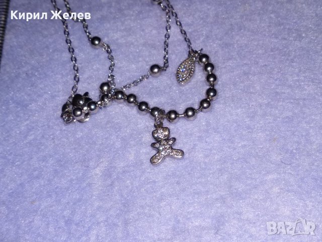 НЕЖНА СКЪПОЦЕННА СРЕБЪРНА ГРИВНА РОДИРАНО СРЕБРО S925 с ФИГУРАЛНИ АРТ ВИСУЛКИ 34388, снимка 6 - Гривни - 39471336