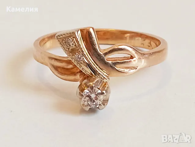 Златен пръстен , снимка 2 - Пръстени - 47576145