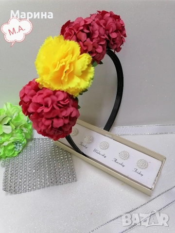 Диадема с цветя, вариант 23, снимка 3 - Аксесоари за коса - 52688406