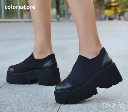 Обувки на платформа - черен неопрен - NPR22, снимка 2 - Дамски ежедневни обувки - 40916608