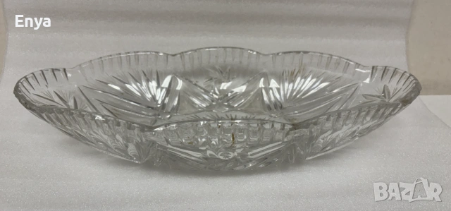 Кристална купа (фруктиера,бонбониера) с форма на гондола, снимка 2 - Антикварни и старинни предмети - 53693823