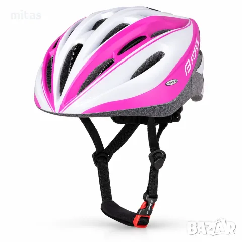 Велосипедна каска FORCE TERY, In-Mold, L/XL 58–63 см, Бяло-розова, CE Сертификат, снимка 4 - Аксесоари за велосипеди - 56185830