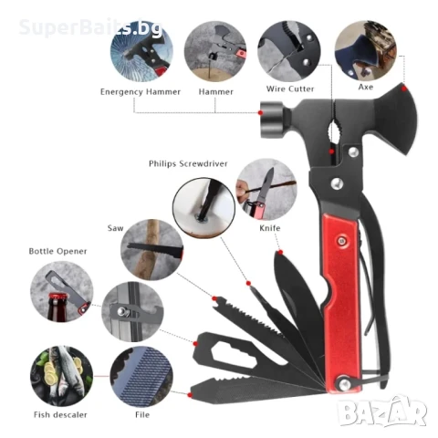 Къмпинг MultiTool - Брадвичка 16 в 1, снимка 4 - Екипировка - 50898159
