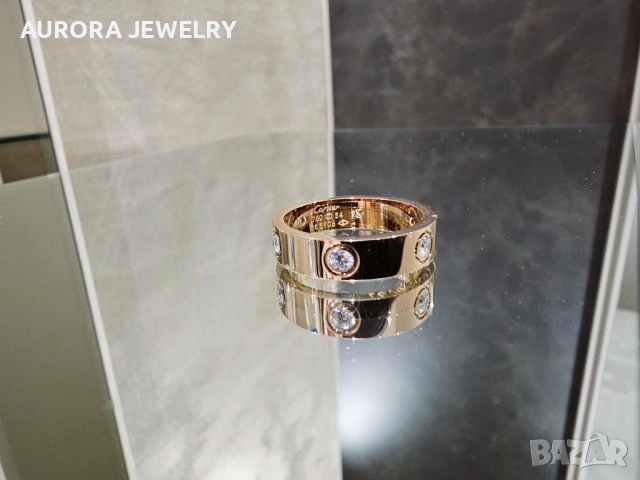 CARTIER Love Rose Gold 6 Diamonds Classic Model Пръстен, снимка 4 - Пръстени - 53238886