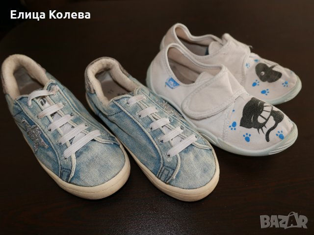 Дънкови кецове Next+ пантофи с котки н.29-30, снимка 2 - Детски обувки - 35810980