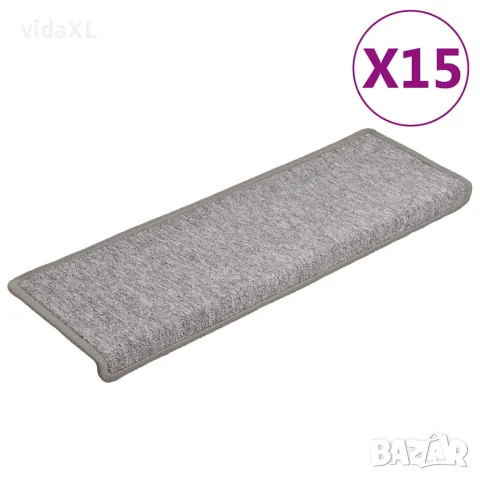 vidaXL Изтривалки за стълби 15 бр. 65x21x4 см светлосиви с правоъгълен кант