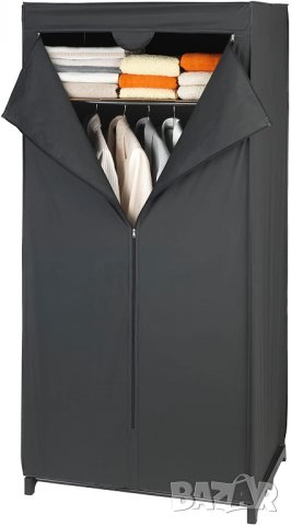 Гардероб WENKO Deep Black с рафт, полиетилен винил ацетат, 75 x 160 x 50 см, черен, снимка 1