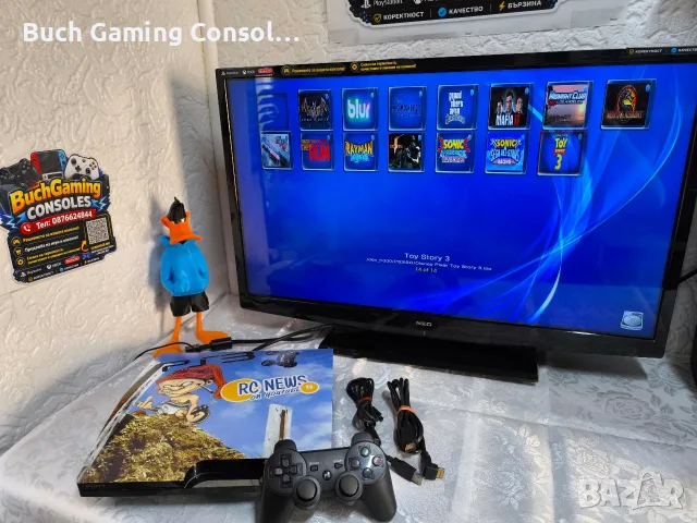 Playstation 3 Slim 250GB Хакнат CFW Evilnat Cobra / 14 Игри / Профилактиран! / Перфектно състояние!
