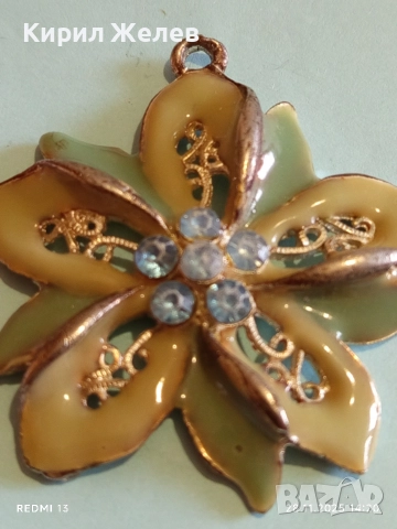 Висулка с флорален мотив лакирана зелен АКВАМАРИН 52198, снимка 6 - Колиета, медальони, синджири - 52573722