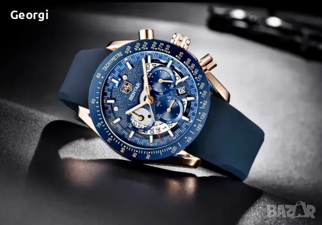 Спортно/Елегантен Мъжки часовник BY*BENYAR* Спортен хронограф с кожена каишка!, снимка 4 - Мъжки - 49516871