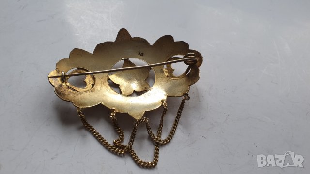 Сребърна брошка с частична позлата, снимка 6 - Антикварни и старинни предмети - 44374036