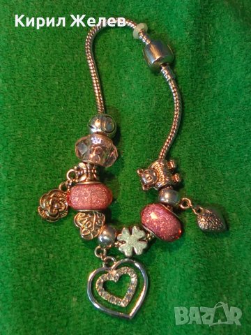 ШИКОЗНА ПОСРЕБРЕНА Тип ПАНДОРА МЕДНА АРТ ГРИВНА с ИСКРЯЩИ КРИСТАЛИ и ЦВЕТНО СТЪКЛО 37020, снимка 2 - Гривни - 41682661