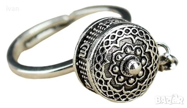 сребърен пръстен с ротационна корона , снимка 4 - Пръстени - 53132790
