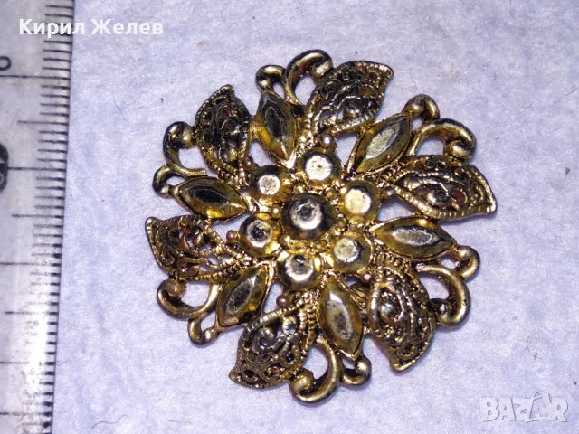 ФЛОРАЛНА ПОЗЛАТЕНА АЖУРНА РЕТРО АРТ СТИЛ БРОНЗОВА БРОШКА 37410, снимка 3 - Антикварни и старинни предмети - 41649141
