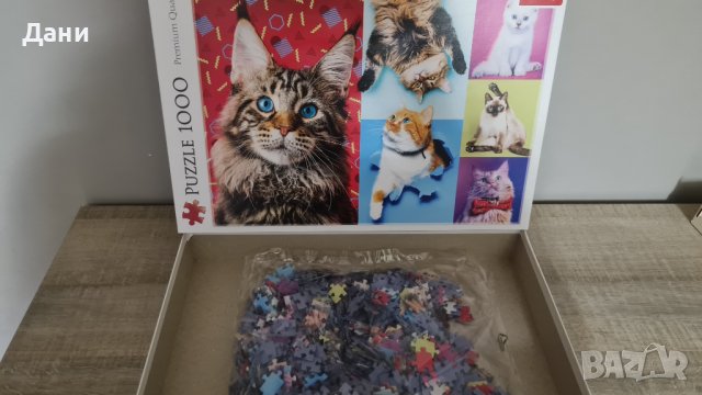 Нов Пъзел Trefl от 1000 части - Щастливи котки, снимка 2 - Пъзели - 42525905