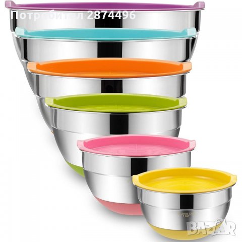 3155 Метални купи за разбъркване със силиконово дъно, снимка 12 - Съдове за готвене - 35725650