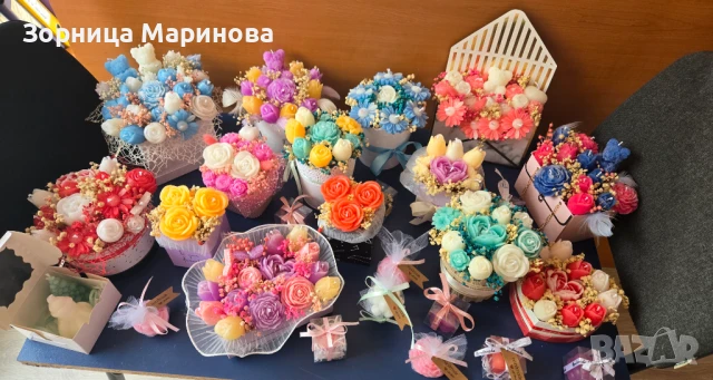 Ароматни букети от свещи, ръчна изработка, снимка 17 - Декорация за дома - 50639295