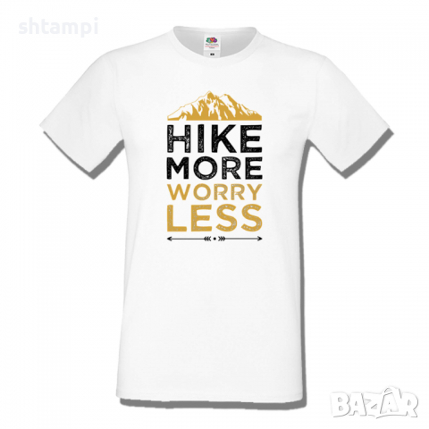 Мъжка тениска Hiking More Worry Less,Къмпинг,Планина,Изненада,Подарък,Поход,Връх,Хижа,, снимка 2 - Тениски - 36351992