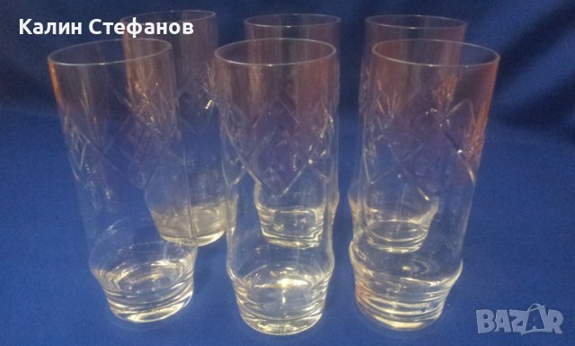 Кристални водни чаши 6 бр, снимка 5 - Чаши - 40979264
