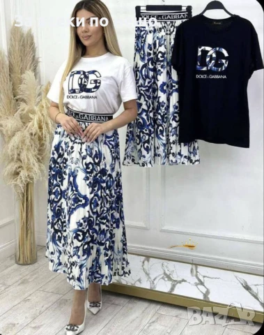 Dolce&Gabbana Дамски Комплект Тениска И Дълга Пола Долче И Габана-Налични Различни Цветове Код E437, снимка 1