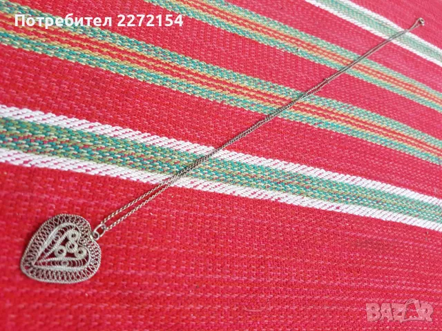 Филигран сърце с ланче, снимка 2 - Колиета, медальони, синджири - 49884411