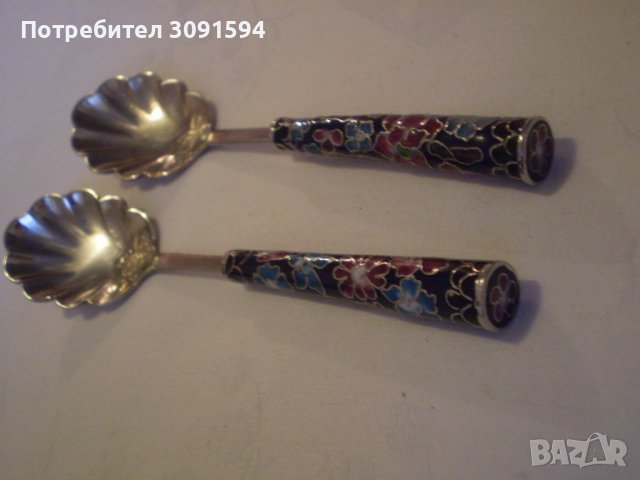 Комплект 2 лъжички в кутия емайл метал, снимка 5 - Други ценни предмети - 39022902
