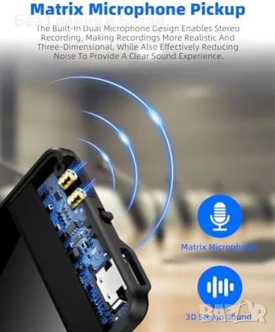 Нов Цифров аудио рекордер 64GB, тройно шумопотискане, 800 часа живот, снимка 5 - Други - 47946180