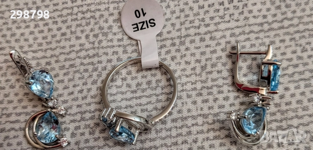 Сребърен комплект с Естествен Топаз, снимка 2 - Бижутерийни комплекти - 51945495