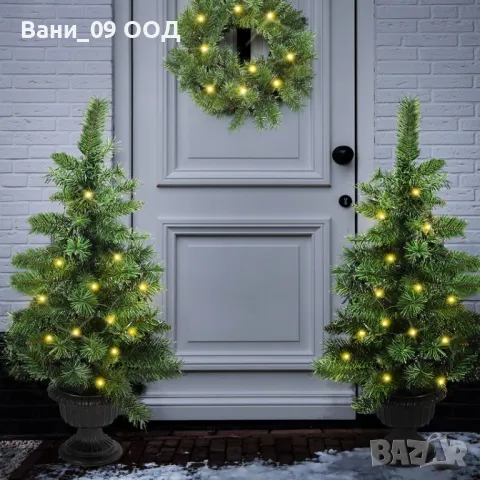 Сет 2 изкуствени елхички и венец 