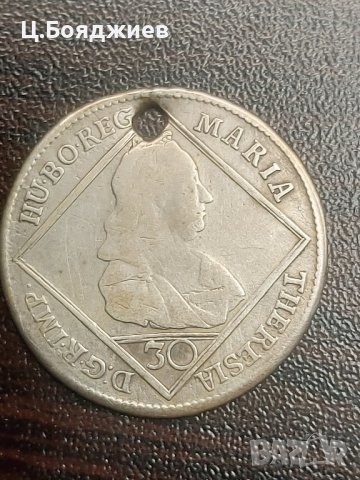 Австрия, Сребърна монета 30 кройцера, 1768 г., Мария Терезия, снимка 2 - Нумизматика и бонистика - 42116566