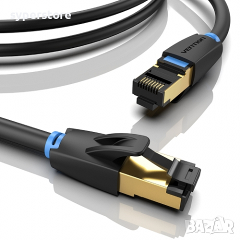 Кабел за Лан мрежа 1.5м Екраниран Vention IKABG LAN SFTP CAT-8 40Gb/s Черен, снимка 2 - Кабели и адаптери - 36500270
