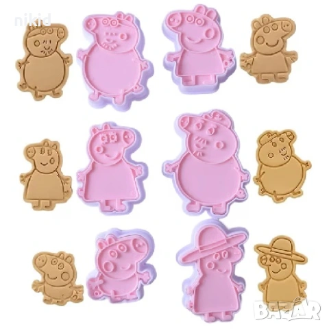 6 бр Пепа Пиг Пеппа Peppa Pig пластмасови разглобяеми резци форми фондан тесто бисквитки, снимка 3 - Форми - 29049263