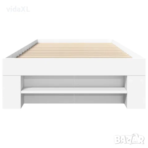 vidaXL Рамка за легло, бяла, 90x200 см, масивно дърво, снимка 5 - Спални и легла - 56146891