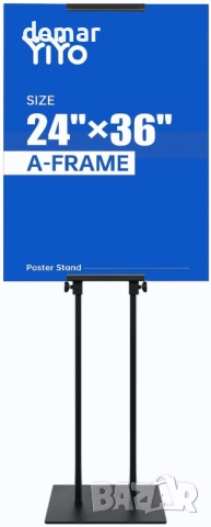 YIYO Стойка за плакати и табели - 198 см Двустранен подов дисплей с метална основа, черна