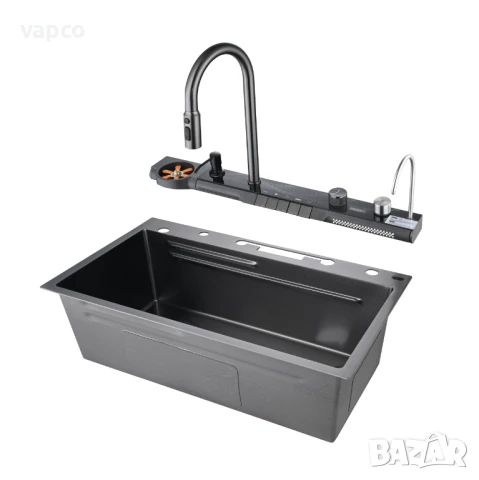 Мултифункционална кухненска мивка с регулируем двоен водопад и динамична подсветка M03, снимка 10 - Мивки - 50953828