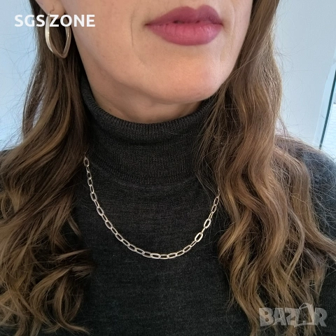 Стилна сребърна верижка от Италия с родиево покритие , снимка 7 - Колиета, медальони, синджири - 53124203