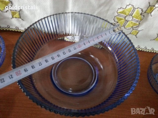 Ретро стъклени купички и купа фруктиера , снимка 2 - Антикварни и старинни предмети - 42135937